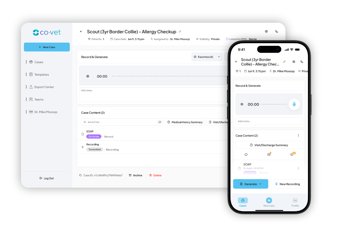 CoVet app interface